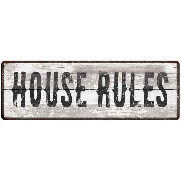 HOUSE RULES Ship Lap Look Country Chic 6x18 Metal Sign Wall Decor 206180044125