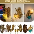 thumbnail image 6 of Retro Art Wall Lamp - Vintage Style Wall Sconce with Frosted Crystal, Battery Operated Magical Wall Lamp for Bedroom, Bathroom, Living Room, Fantasy-Themed Decorative Lighting (9in), 6 of 12