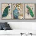 thumbnail image 3 of wall26 - 3 Panel Framed Canvas Wall Art - Decorative Peacock Framed Canvas Art Set - Giclee Print Gallery Wrap Modern Home Art Ready to Hang - 24"x36"x3 White, 3 of 5