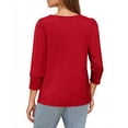 thumbnail image 3 of BOMYJESK Red Tops For Women 3/4 Sleeve V Neck Dressy Casual Shirts Spring Fashion Vacation Tunic Blouses Loose Fit Athletic Tees Tops Red L, 3 of 4