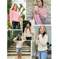 thumbnail image 5 of DOPI Women's Casual Long Sleeve Crewneck Crochet Sweater Lightweight Knit Pullover Sweaters Top Hollow Out Sweater Autumn, 5 of 6