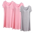 thumbnail image 4 of Sakmal Modal Moomoo Womens Nightgown Cozy Ultra-Soft Gray Nightshirt Short Sleeve Solid Long Crew Neck Nightgowns M-4XL, 4 of 4
