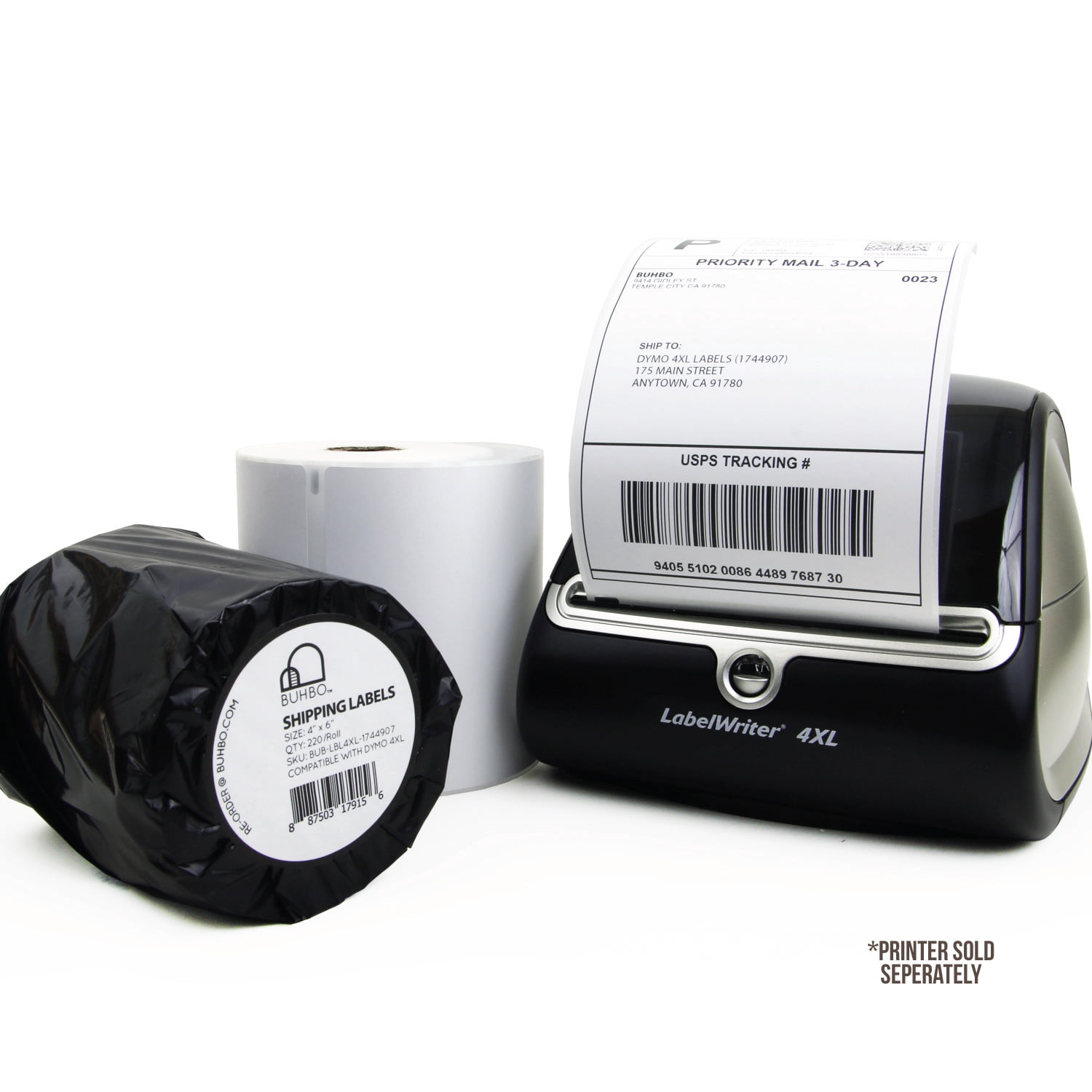 Buhbo DYMO 4XL Compatible 4" x 6" Shipping Label 1744907, White (8 Pack / 220 Labels per Roll)