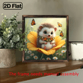 thumbnail image 5 of A 2D flat "Fluffy Hedgehog and Butterfly" wooden framed painting, suitable as a home wall decoration. The size is 8 * 8 inches. The frame requires manual assembly., 5 of 9