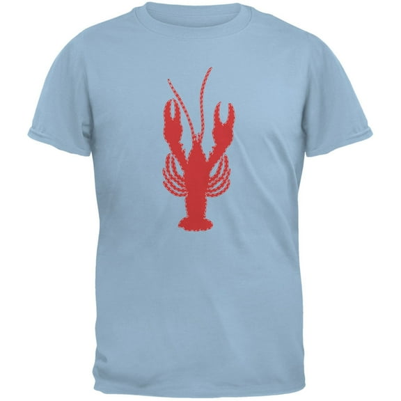 Summer - Lobster Faux Stitched Light Blue Adult T-Shirt - Large