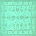 thumbnail image 1 of Ahgly Company Machine Washable Indoor Square Oriental Turquoise Blue Traditional Area Rugs, 3' Square, 1 of 4