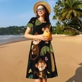 thumbnail image 4 of Easygdp Monkeys Swinging from Palms para Vestido Transpirable de Mujer, Vestido Suelto de Manga Corta con Pliegues y Bolsillos para el Verano, 4 of 6
