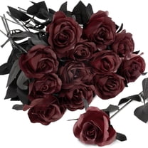 12pcs Halloween Black Roses Flowers, Artificial Silk Roses Flowers Faux Black Roses Bouquets for Halloween Centerpiece, Halloween Party Indoor or Outdoor Decoration