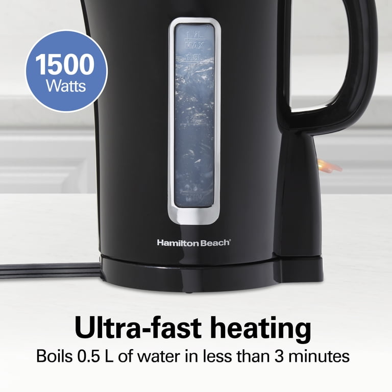 Hamilton Beach Electric Kettle, Tea & Water Kettle, 1.7L, Black