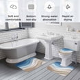 thumbnail image 5 of Blue Brown Bath Mat 3 Piece Bathroom Rug Set, Gradient Geometric White Water Stripes Modern Non Slip Bath Rug Contour Mat and Toilet Lid Cover, Absorbent Shower Mats Soft Bath Rugs and Mats Sets, 5 of 8