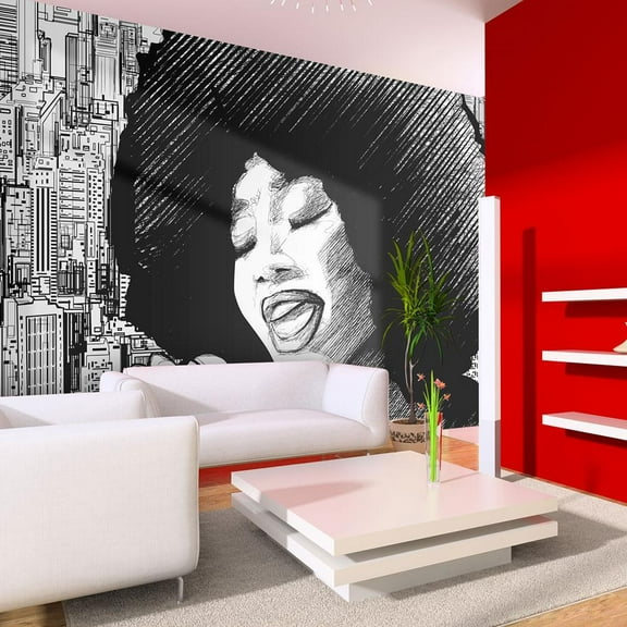Tiptophomedecor Music Wallpaper Wall Mural - Female Jazz Singer