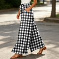 thumbnail image 4 of Women's Gingham Plaid Wide Leg Pants, Casual Tie Waist Paperbag Palazzo Trousers, Summer High Waisted Checkered Long Pants with Pockets, 4 of 6