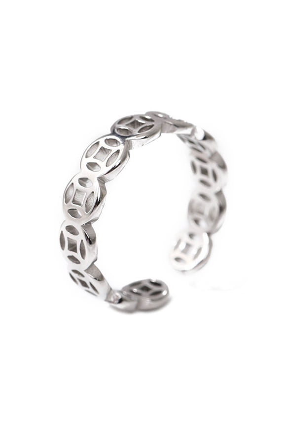 Vintage Money Catcher Coin for Women Men Fashion Versatile Finger Rings Wealth Luckly Stainless Steel Jewelry