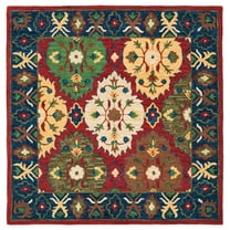 SAFAVIEH Heritage Darius Tribal Wool Area Rug, Red/Blue, 6' x 6' Square