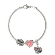 Connections from Hallmark Women's Crystal Stainless Steel Love Bead Charm Bracelet, 7.25"