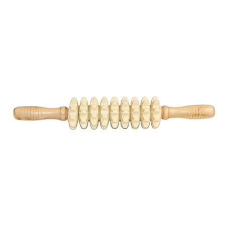 Massage Roller,Wooden Massage Roller Waist Thigh Body,Massage Roller Muscle Abdomen,Handheld Roller Massager Stick Leg Back,Manual Wood Massage Tool Belly Shoulders,Multifunctional 9 Wheels