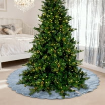 Gray-blue Christmas Tree Skirt - 48" Neutral  Wave-Edge Christmas Tree Skirts,Elegant Vintage Christmas Decoration,Minimalist Mat for Home Indoor Outdoor Xmas Holiday Party Decorations All Year