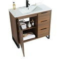 thumbnail image 4 of Fine Fixtures Opulence Collection 36 in. W x 18 in. D x 33 in. H Bathroom Vanity in Walnut Ebony with White Ceramic Sink - Black hardware, 4 of 8