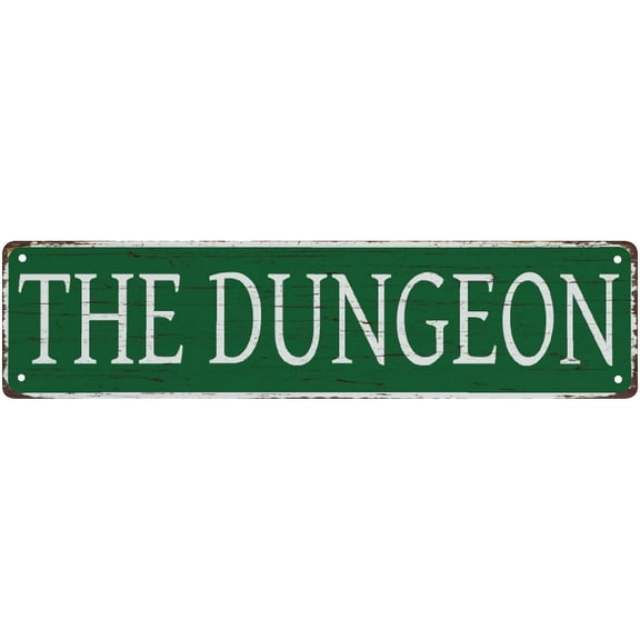 Metal Sign The Dungeon Vintage Metal Sign Retro Metal Plaque Bar Pub Poster Wall Art Decor Tin Sign 4X16 In / 10X40 Cm