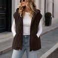 thumbnail image 4 of Cmfcve Womens Plus Size Winter Hooded Quilted Faux Suede Vest Full Zip Sleeveless Jacket Casual Warm Padded Outerwear, 4 of 8