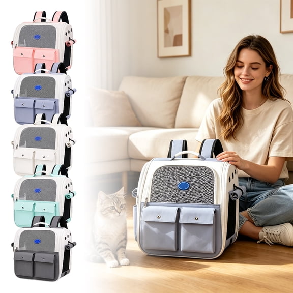 Pet Backpack Carrier Breathable Foldable Travel Bag for Small Cats Dogs Outdoor Walking Hiking Trips Airline Approved Portable Large Capacity Pet Carrier for Daily Adventures