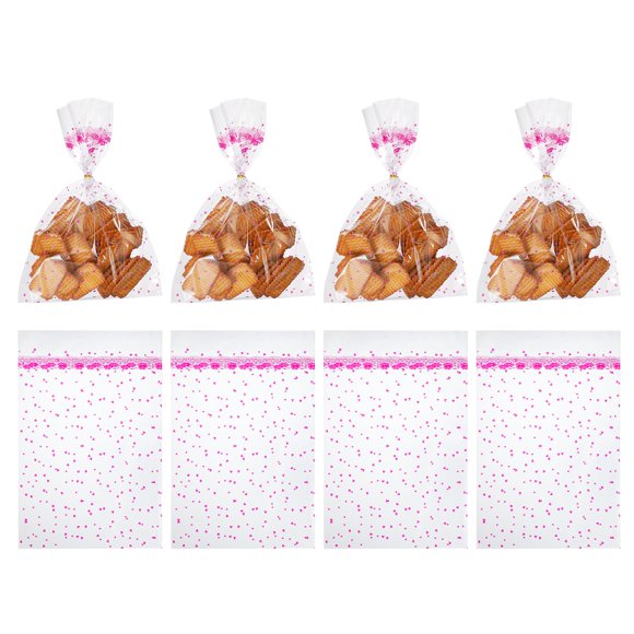 Uxcell 100 Count Clear Treat Bags, Valentines Cookie Bags Rose Red 11.8" x 7.9"