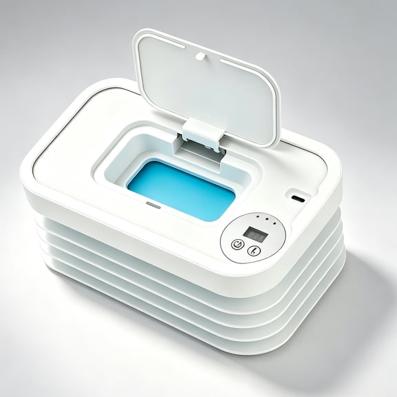 Samovi Foldable Wipe Warmer, Portable Wet Wipe Warmer with LED Display, 3 Temperature Settings, Intelligent Constant Temperature, USB Charging Wet Towel Dispenser for Camping Car Travel, White