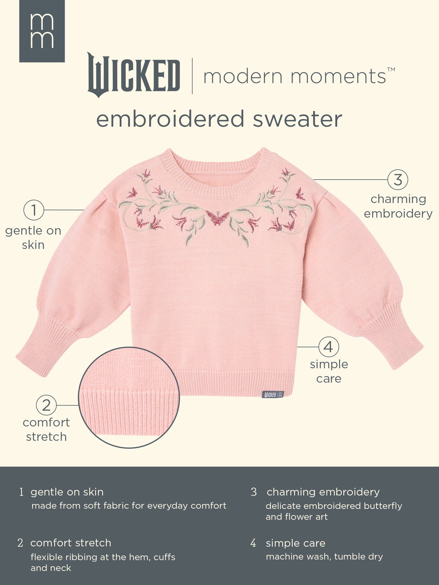 Modern Moments Toddler Girl Wicked Sweater Knit Top, Sizes 12 Months - 5T