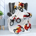 thumbnail image 4 of Motorcycle Soft Flannel Fleece Throw Blanket, Motorcycles Sportsman Competition Amusement Leisure Cartoon Illustration, Cozy Plush for Indoor and Outdoor Use, 70" x 90", Black Yellow, by Ambesonne, 4 of 5