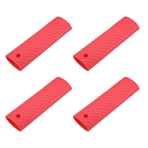 Uxcell Hot Handle Holder Sleeve Pan Pot Handle Cover 6.1-inch Long Red Silicone 4Pcs