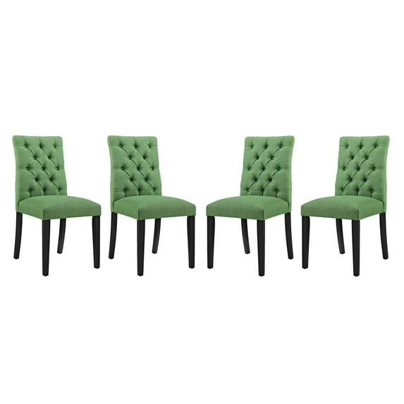 Modern Contemporary Urban Design Dining Kitchen Room Side Chair, Set of Four, Fabric, Green