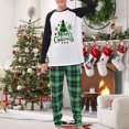 thumbnail image 3 of Traje de pantalón largo verde familiar cintura elástica estampado de árbol de Navidad traje diario a cuadros, 3 of 8