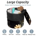 thumbnail image 2 of PhooArto Drawstring Cosmetic Bag, Barrel Shaped Portable Travel Makeup Bags, Black Cat Flower Night Large Capacity Waterproof Multifunctional Bucket Toiletry Bag, 2 of 6