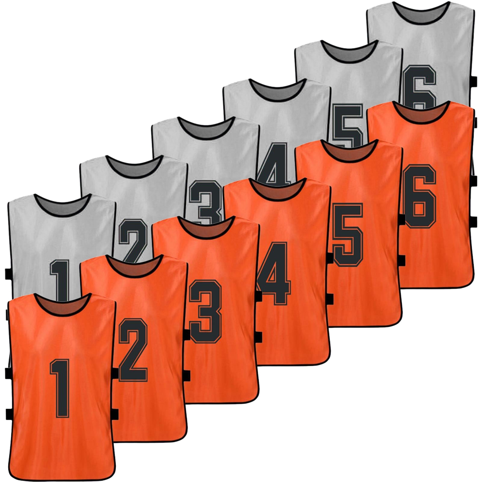 Maboto 12 Pcs Kid's Football Pinnies 2 Colors Quick Drying Soccer Jerseys Youth Sports Scrimmage Basketball Team Training Numbered Bibs Practice