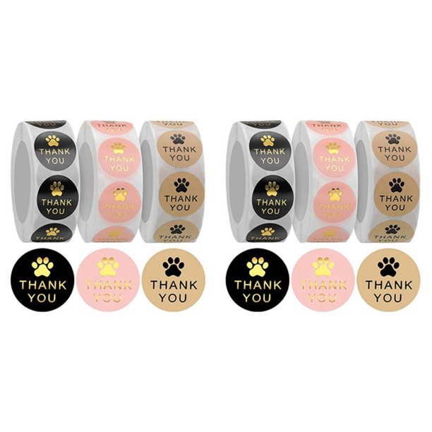 3000 Piezas de Pegatinas Redondas de Papel Kraft Con Estampado de Patas de Agradecimiento, Etiquetas de Impresión de Garra de Perro, Regalo para Sellado Y Decoración