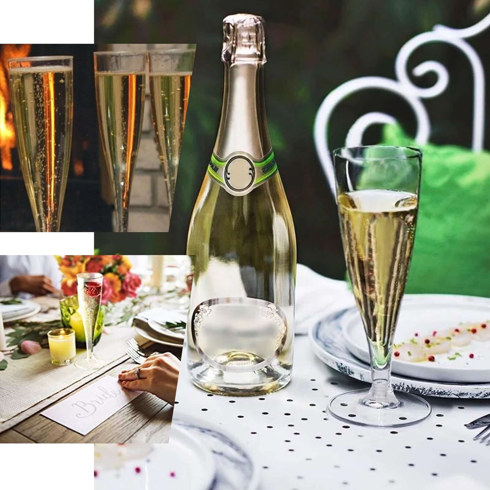 Efavormart 60 Pack 5oz Clear Plastic Disposable Champagne Flute Glasses | Hollow Stem | Detachable Base