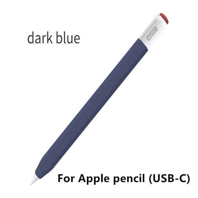 Pencil Case iPad Tablet Touch Stylus Pen Solid Colour Silicone Cover for Apple Pencil 1st or 2nd Generation New Pencil (USB-C) USB-C Dark Blue