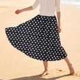 thumbnail image 5 of Jane Wardrobe Elastic High Waist Polka Dot A-Line Midi Skirt Women Stretch Flowy Vacation Casual Long Skirt 1PC XS-XXL Plus Size Friendly, 5 of 6