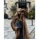 thumbnail image 1 of Gabardina larga y gruesa de piel sintética para mujer, con un botón abrigo de lana, cálido y esponjoso, ropa de calle para invierno, novedad de 2024, 1 of 5