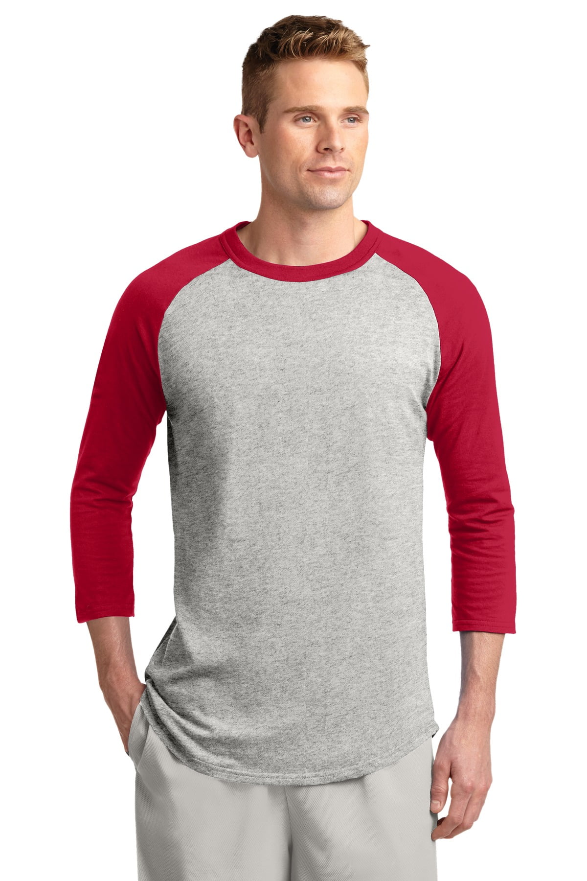 Sport-Tek ® Colorblock Raglan T200 Xs Heather Grey