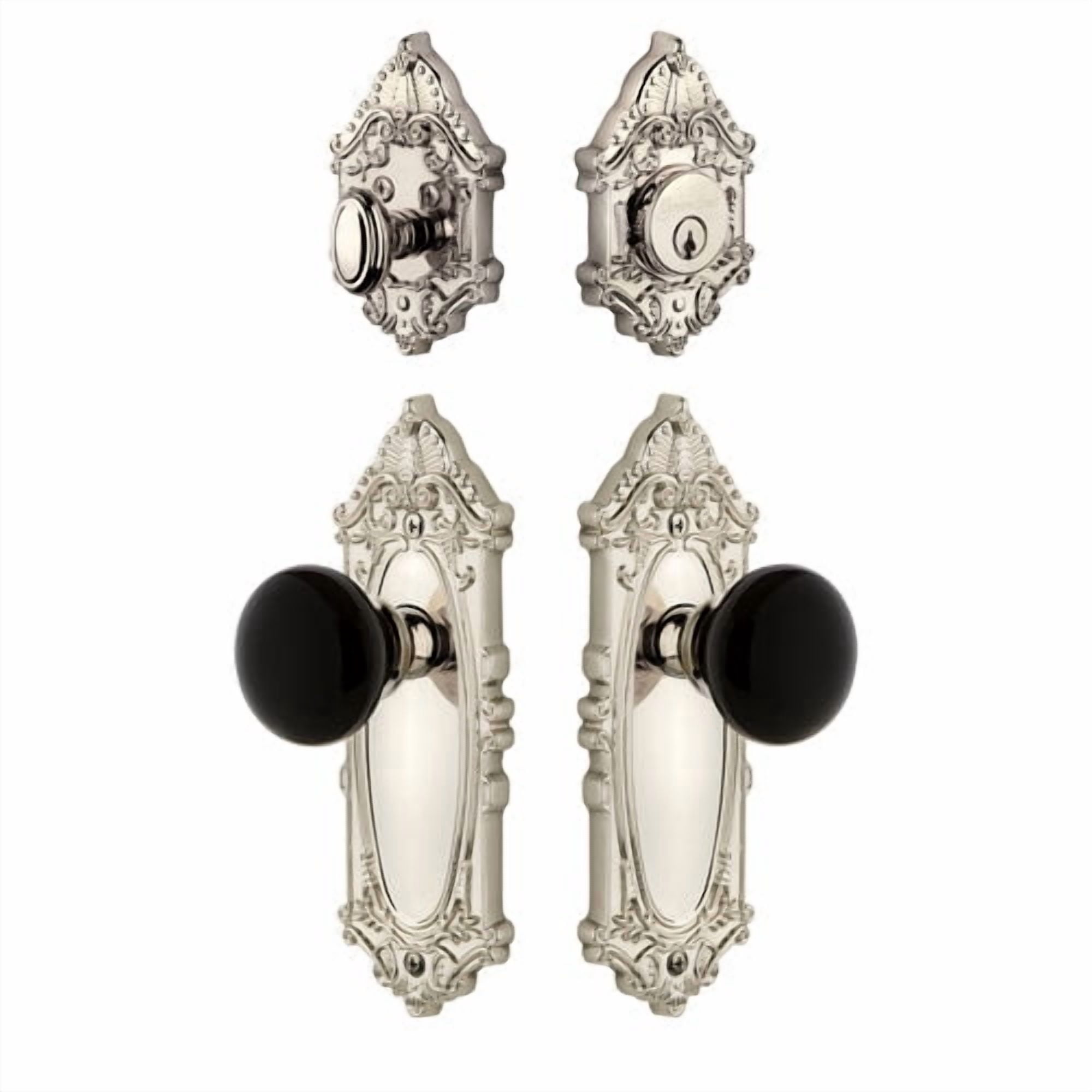 Grandeur Grande Victorian Plate Single Cylinder Knob Comb Pack with Coventry Knob and matching Deadbolt