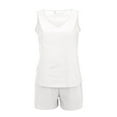 thumbnail image 7 of Pyhlmscde Womens Linen Sets 2 Piece Outfits V Neck Sleeveless Crop Tops And Shorts Lightweight Jumpsuit Casual Loungewear,Zeagoo Button Down Shirts for Women, Coord Sets for Women Summer, 7 of 7