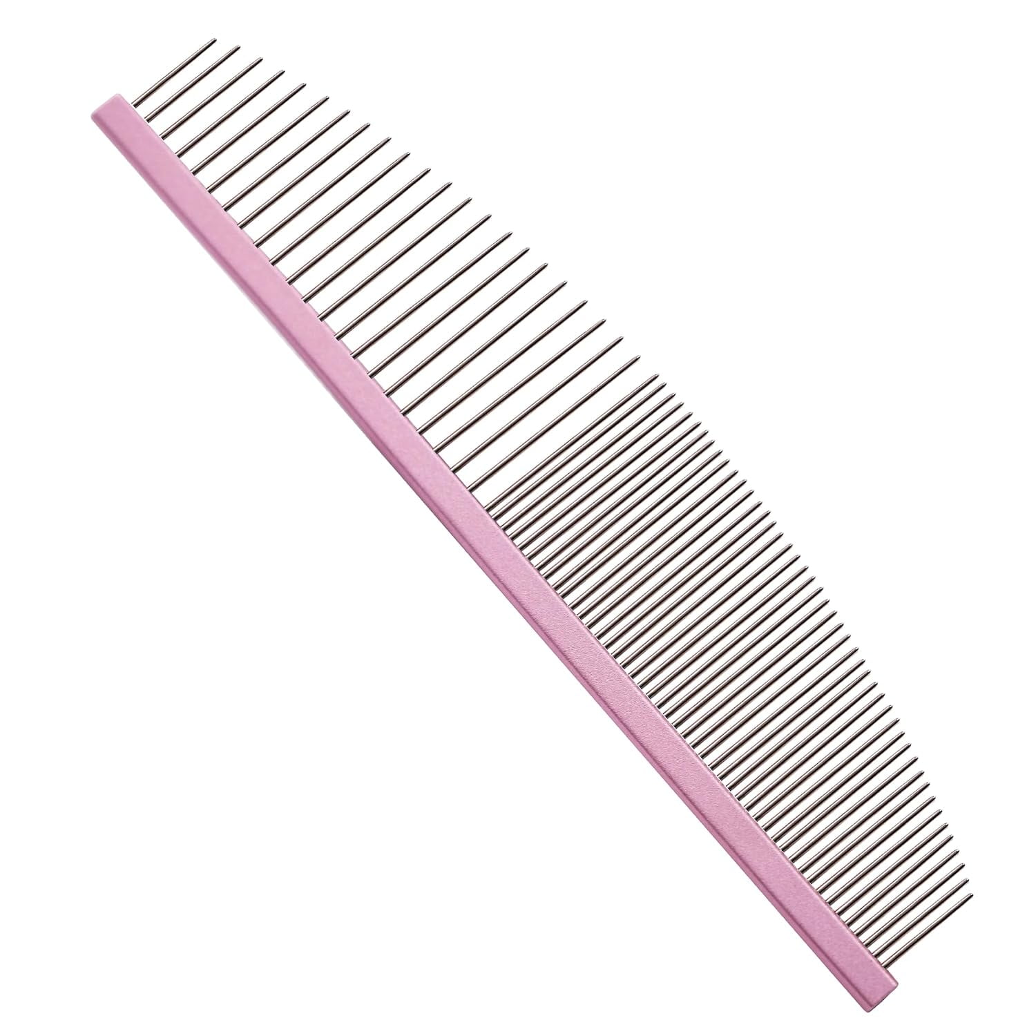 6.5 Inch Professional Crescent Coarse Grooming Pet Comb Lightweight Wide/Fine Tooth Butter Comb for Dogs & Cats Removing Tangles, Knots,Flea,Undercoat,and Excess Hair, Rounded Corners Design for Safe
