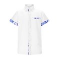 thumbnail image 1 of Camisas Negras Para Hombre Hombres Moda Primavera Verano Casual Manga corta Turndown Neck Impreso Camisetas Top Blusa (White, XXL), 1 of 3