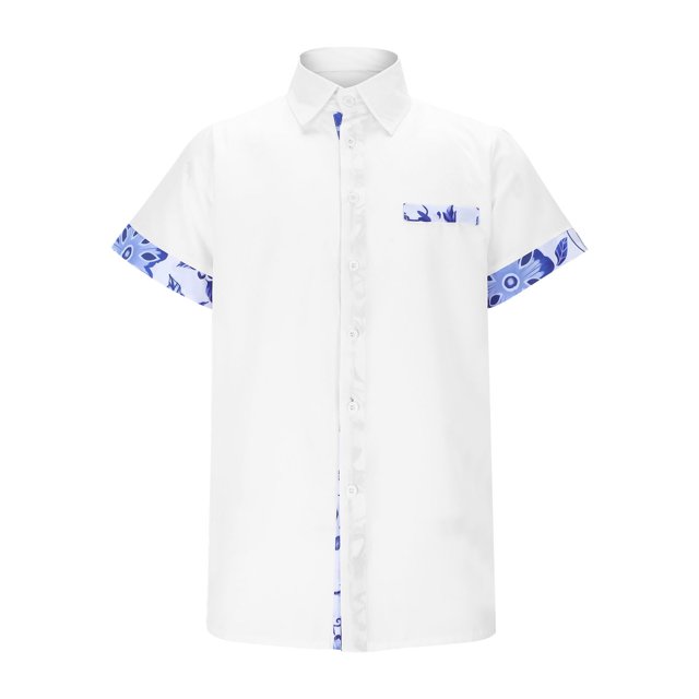 Camisas Negras Para Hombre Hombres Moda Primavera Verano Casual Manga corta Turndown Neck Impreso Camisetas Top Blusa (White, XXL)