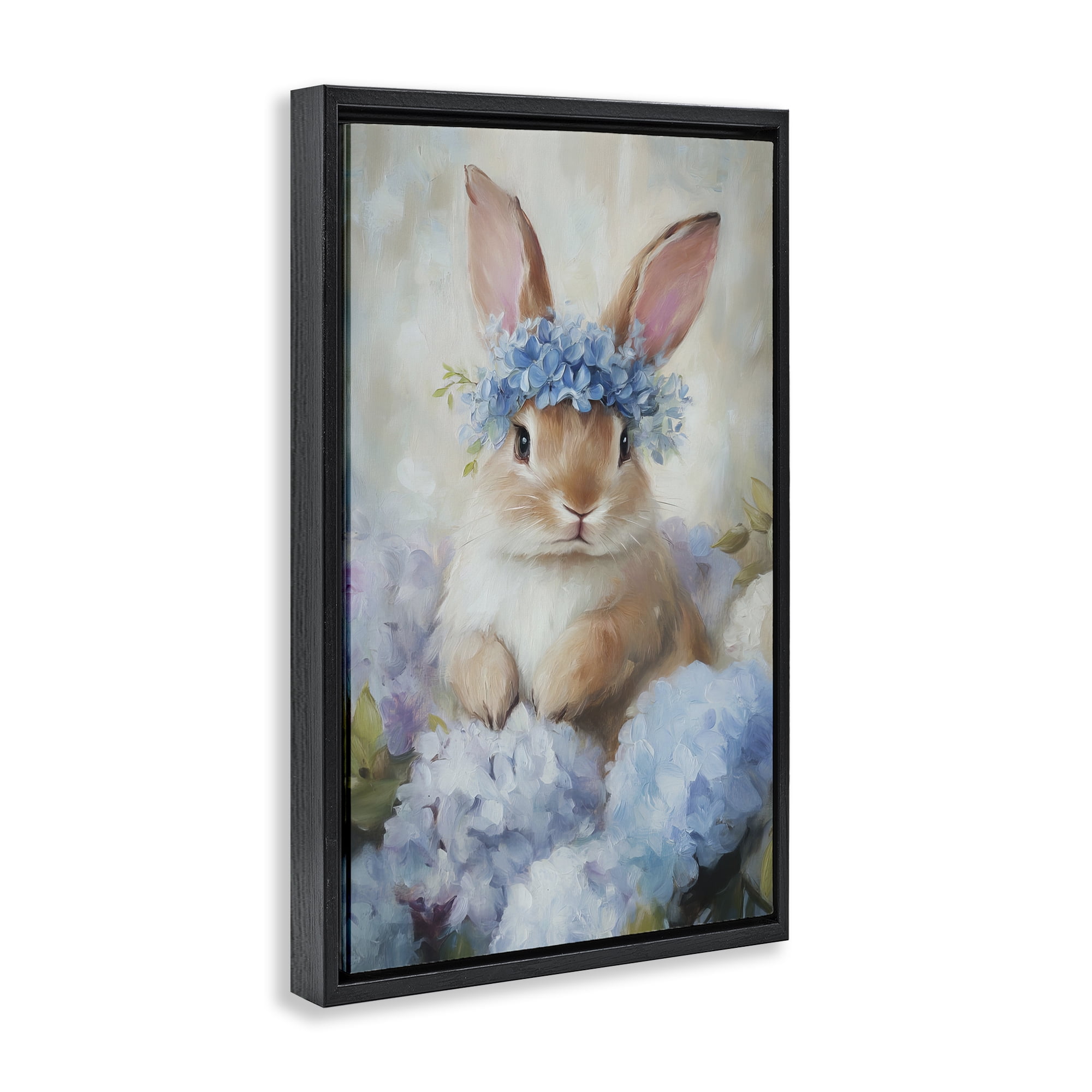 Stupell Industries Bunny In The Blossoms Black Framed Floater Canvas Wall Art, design by Tina LeCour