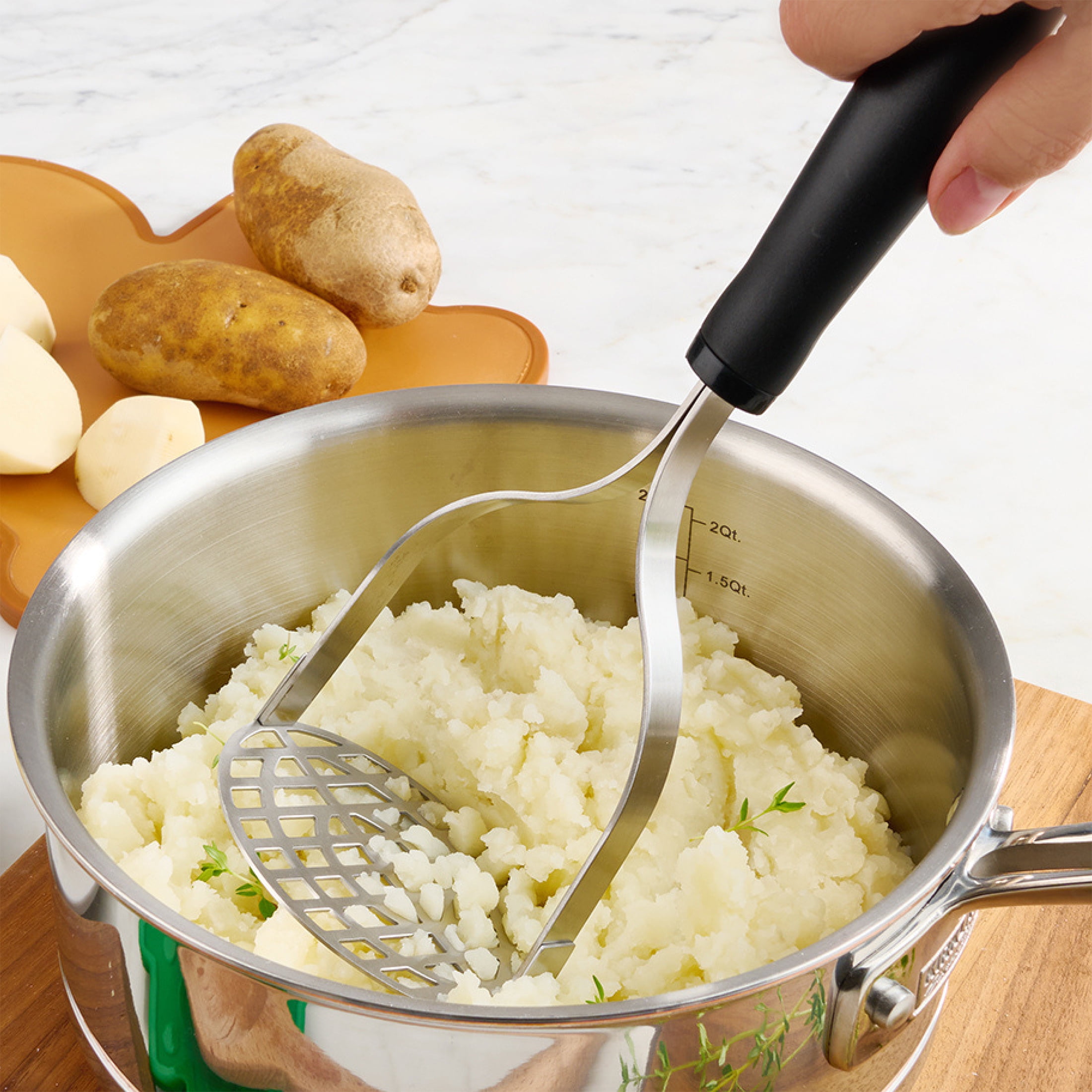 Mainstays 10" Stainless Steel Potato Masher, Black