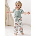 thumbnail image 4 of CARETOO Newborn Baby Girl Clothes Ruffle Pants Headband 3pcs Cotton Fabric  Casual Outfits 0-18M, 4 of 11