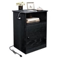 thumbnail image 3 of TC-HOMENY Nightstand with Charging Station Modern End Side Table with Storage Cabinet & USB Ports & Power Outlets for Bedroom Living Room, Black, 3 of 11