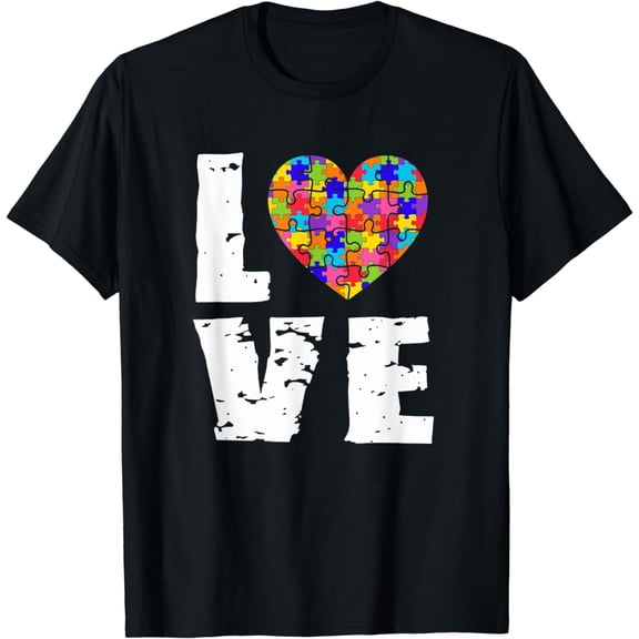 Autism awareness Love Puzzle Heart Vintage style T-Shirt